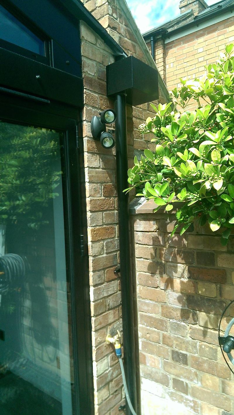 Aluminium Cladding of Steel Beams & Bespoke Rainwater Hoppers